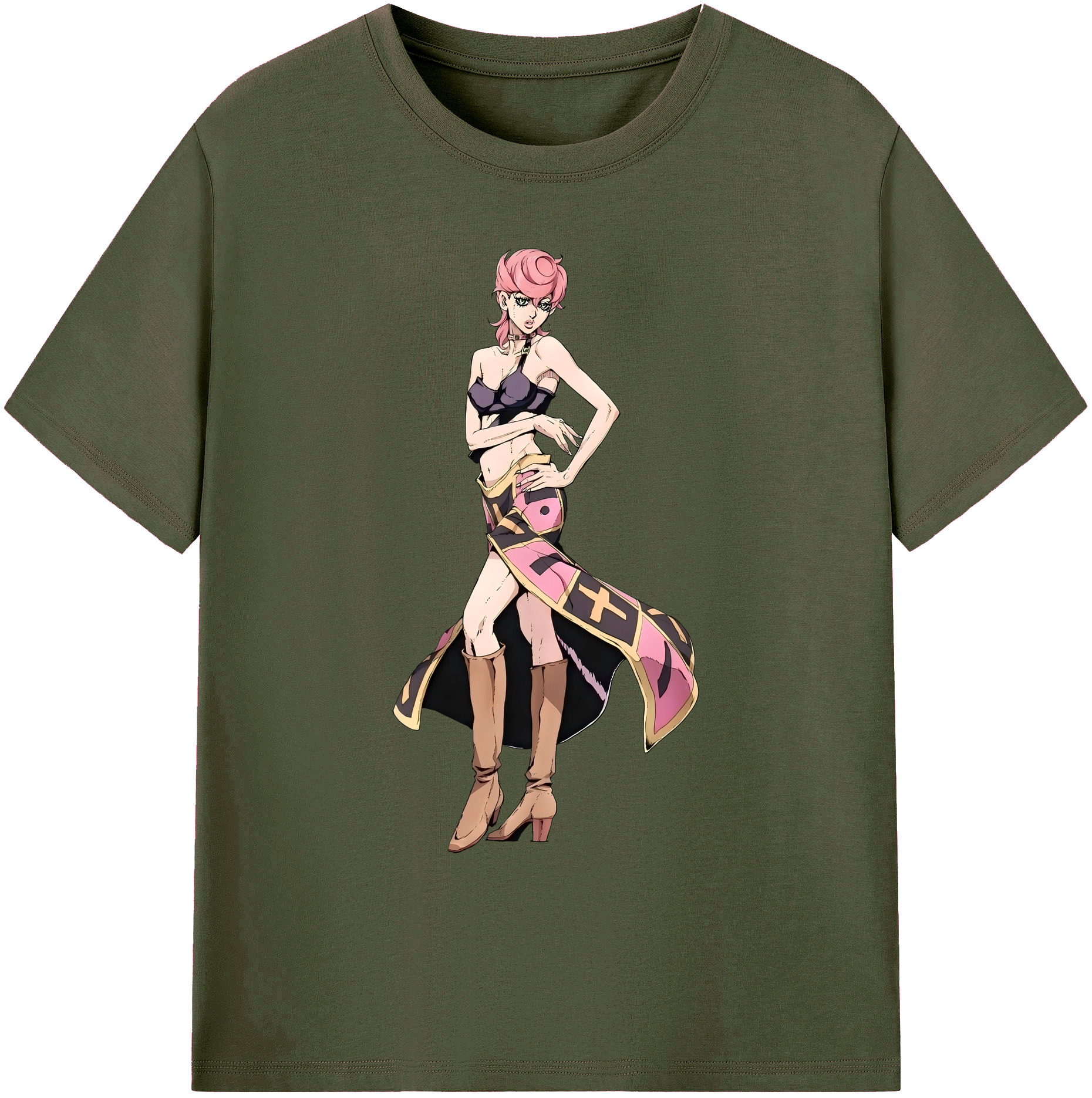 （画像用） ジョジョの奇妙な冒険 トリッシュ?ウナ JoJo's Bizarre Adventure Trish Una 綿100％ メンズ半袖Tシャツ｜肌触りやわらか＆通気性